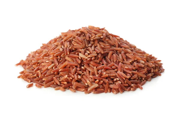 Heap of raw rice on white background — Stock Photo, Image