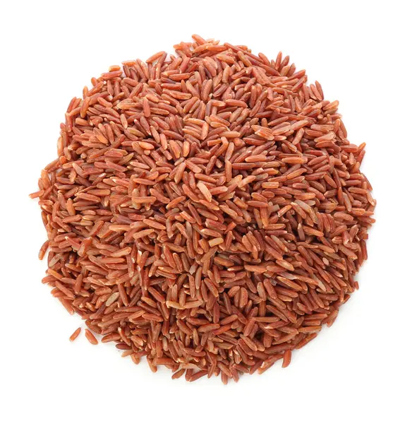 Heap of raw rice on white background — Stock Photo, Image