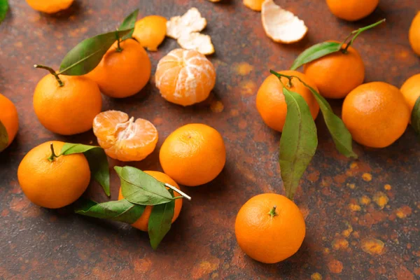 Sweet tangerines on color background — Stock Photo, Image