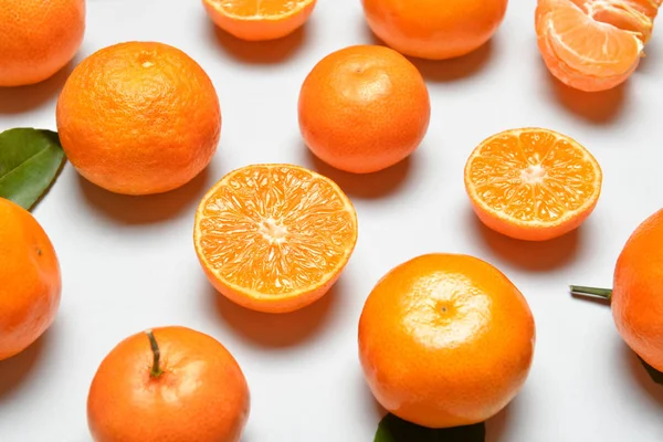Sweet tangerines on white background — Stock Photo, Image
