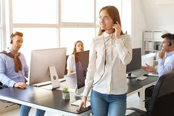 stock image Female technical support agent working in office