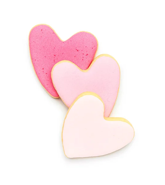 白い背景にバレンタインデーのためのハート型のクッキー — ストック写真