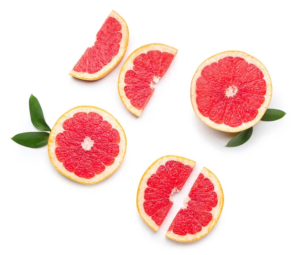 Fresh cut grapefruit on white background — Stock Photo, Image