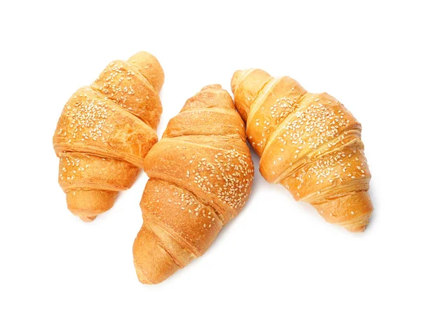 Tasty croissants on white background — Stock Photo, Image