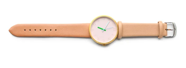 Reloj de pulsera elegante sobre fondo blanco — Foto de Stock