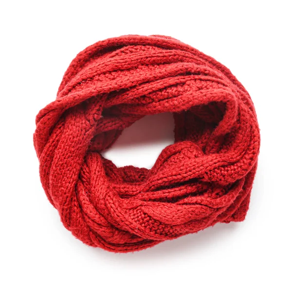 Stylish knitted scarf on white background — Stock Photo, Image
