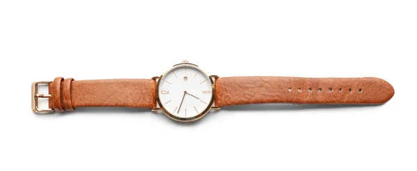 Stylish wrist watch on white background — Stock Photo, Image