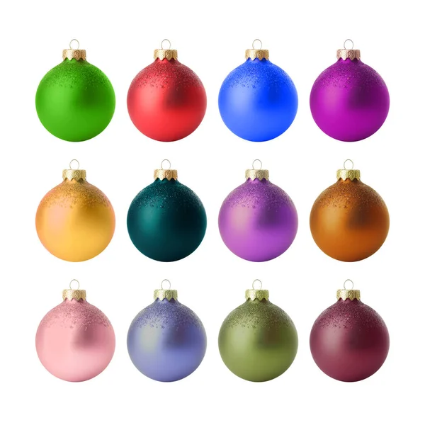 Set de hermosas bolas de Navidad sobre fondo blanco — Foto de Stock