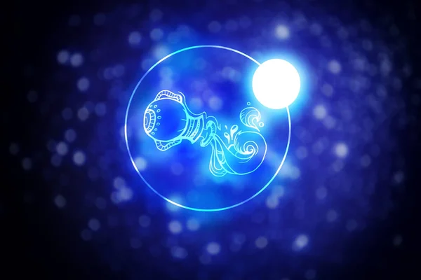 Astroloji, Kova burcunu yıldızlı gökyüzüne karşı imzaladı — Stok fotoğraf