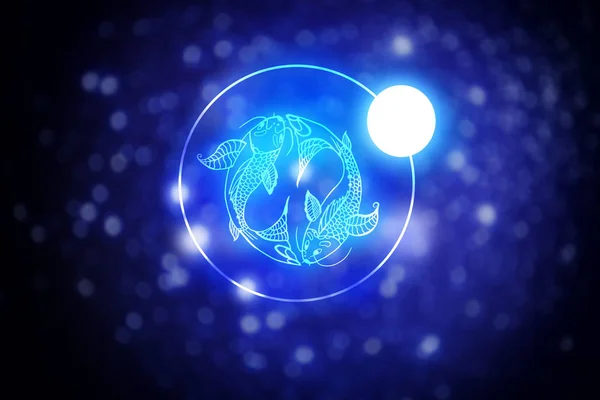Astroloji işareti Yıldızlı gökyüzüne karşı Balık burcu — Stok fotoğraf