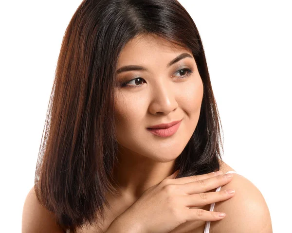 Portrait of young Asian woman on white background — Stock Photo, Image