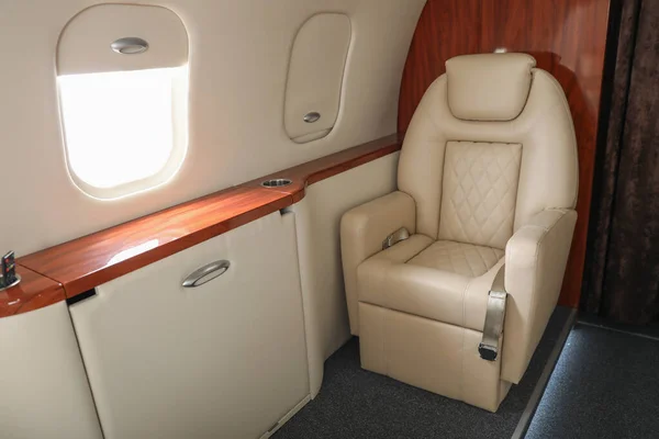 Inside view of modern private airplane