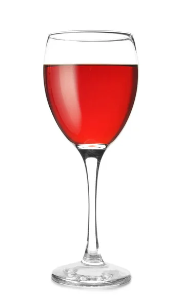 Glas leckerer Wein auf weißem Hintergrund — Stockfoto