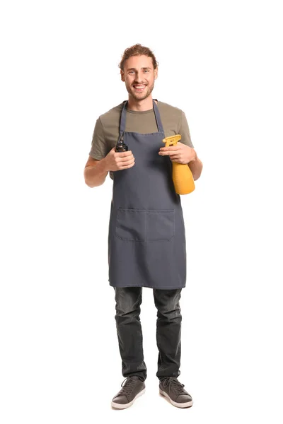 Portrait of male florist on white background — Stock Photo, Image