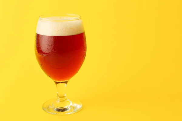 Glass of fresh beer on color background — Stock Photo, Image