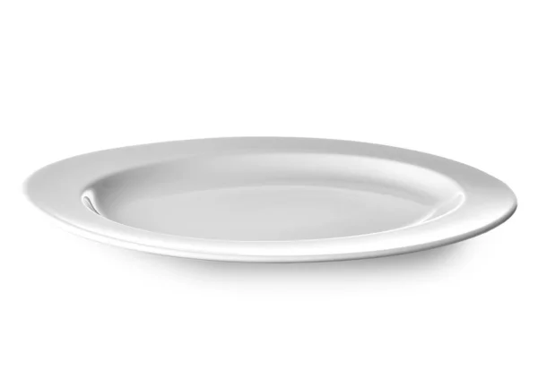 Üres kerámia tányér fehér háttér — Stock Fotó