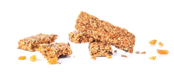 Gustose barrette di granola su sfondo bianco — Foto Stock