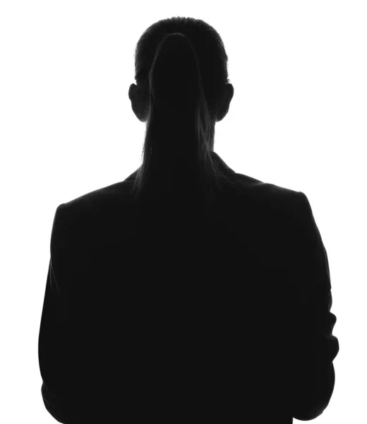 Silhouette of beautiful businesswoman on white background — Stock Photo, Image