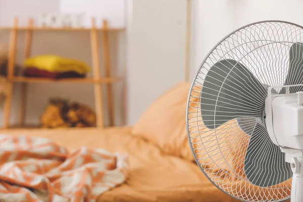 Modern electric fan in bedroom — Stock Photo, Image