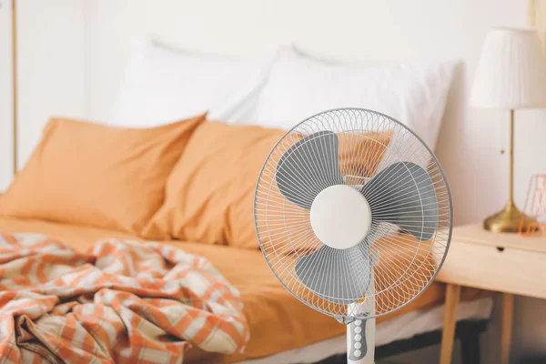 Modern electric fan in bedroom — Stock Photo, Image