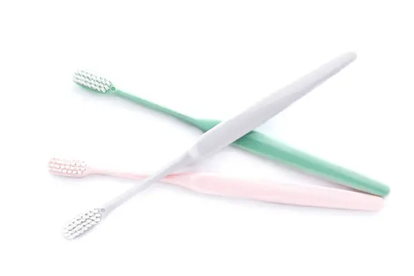 Tooth brushes on white background — Stock Photo, Image