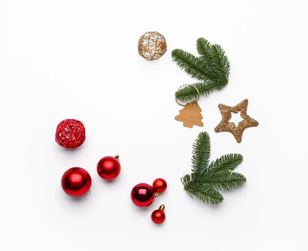 Beautiful Christmas composition on white background — Stock Photo, Image