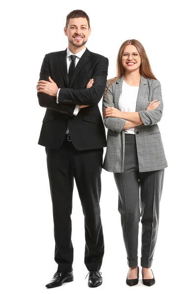 Retrato de pessoas de negócios em fundo branco — Fotografia de Stock