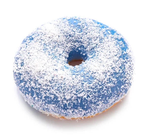Leckerer Donut auf weißem Hintergrund — Stockfoto