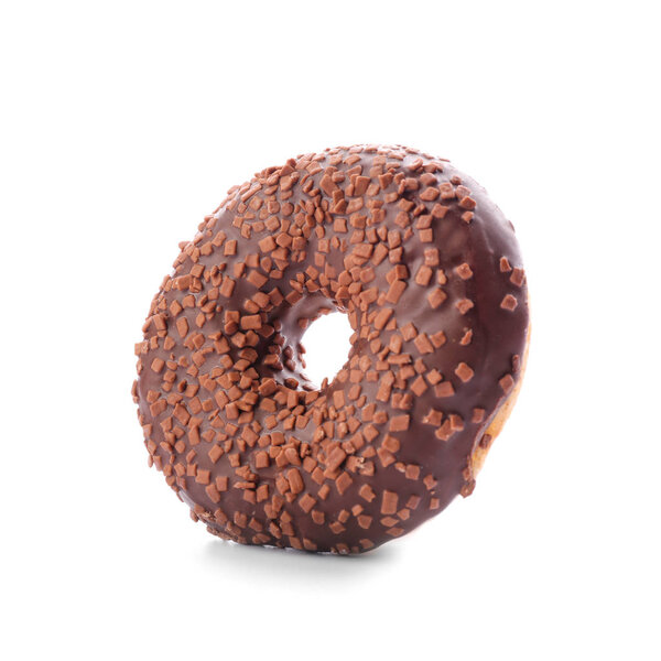 Tasty donut on white background