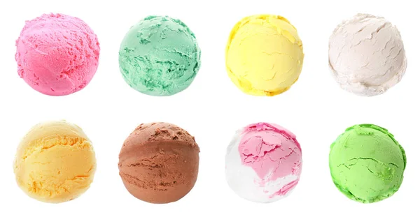 Bolas de sorvete diferente no fundo branco — Fotografia de Stock