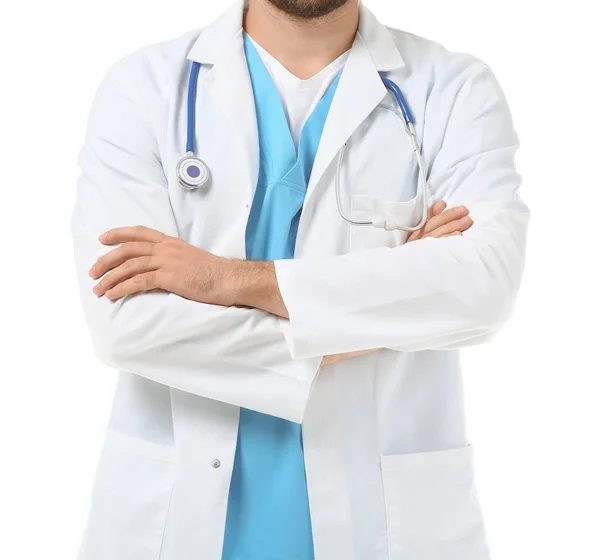 Man dokter op witte achtergrond — Stockfoto