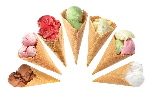 白を基調としたおいしいアイスクリームのセット — ストック写真
