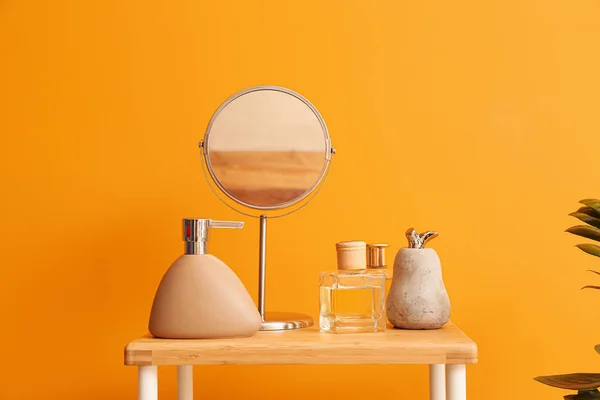 Body care cosmetics on shelf in bathroom — Stock Photo, Image