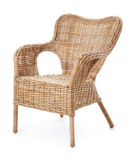 Modern wicker armchair on white background — ストック写真