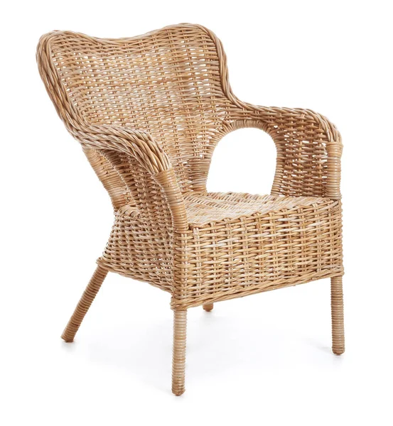 Modern wicker armchair on white background — ストック写真