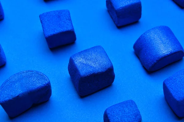 Blue marshmallows on color background — Stock Photo, Image