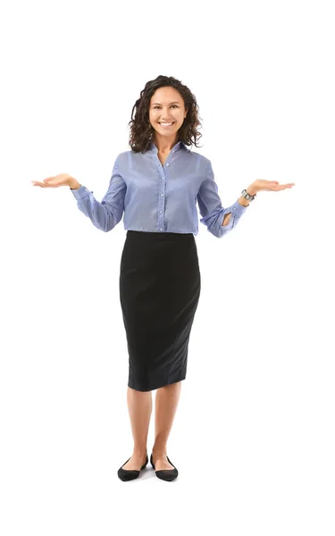 Portrait of beautiful businesswoman on white background — Stock Photo, Image