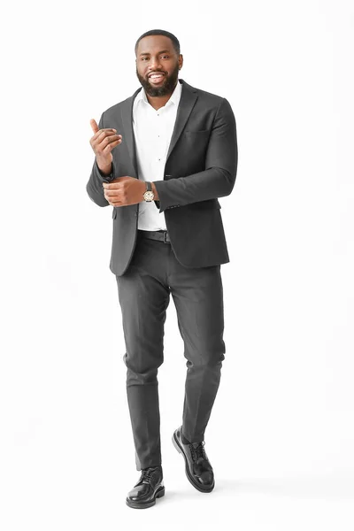 Stylish African-American man on white background — Stock Photo, Image