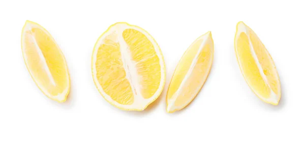 Limón cortado maduro sobre fondo blanco — Foto de Stock