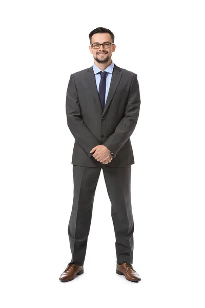 Porträt eines gutaussehenden Geschäftsmannes auf weißem Hintergrund — Stockfoto