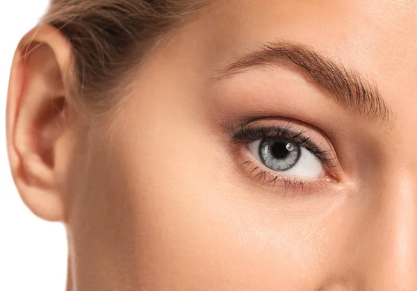 Young woman with beautiful eyebrows, closeup — Stock Photo, Image