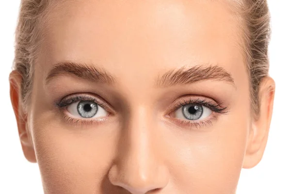 Young woman with beautiful eyebrows, closeup — Stock Photo, Image