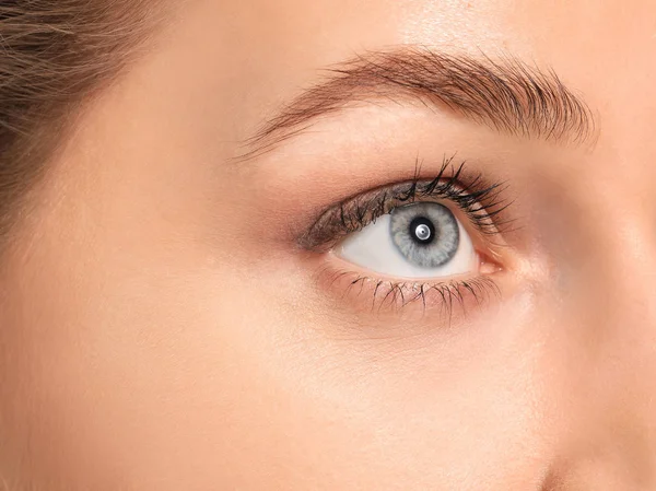 Güzel kaşları olan genç bir kadın, yakın plan.