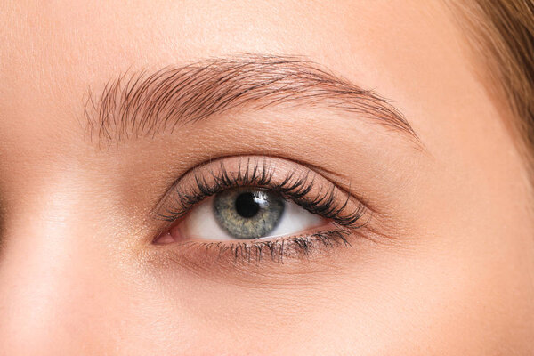 Young woman with beautiful eyebrows, closeup
