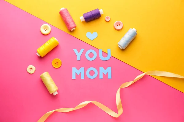 Composition for Mother's Day on color background — Stock Photo, Image