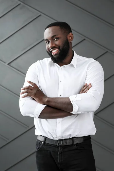 Stylish African-American man on dark background — Stock Photo, Image