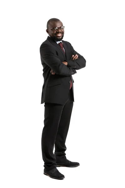 Portrait of African-American businessman on white background — Stock Photo, Image