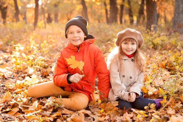 Cute little children in autumn park — Stock Photo, Image