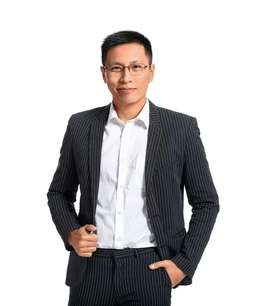 Handsome Asian businessman on white background — Stock Photo, Image