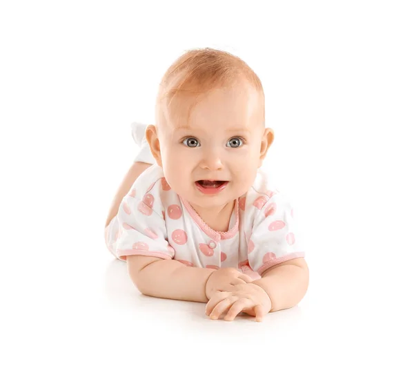 Retrato de bebé lindo sobre fondo blanco — Foto de Stock